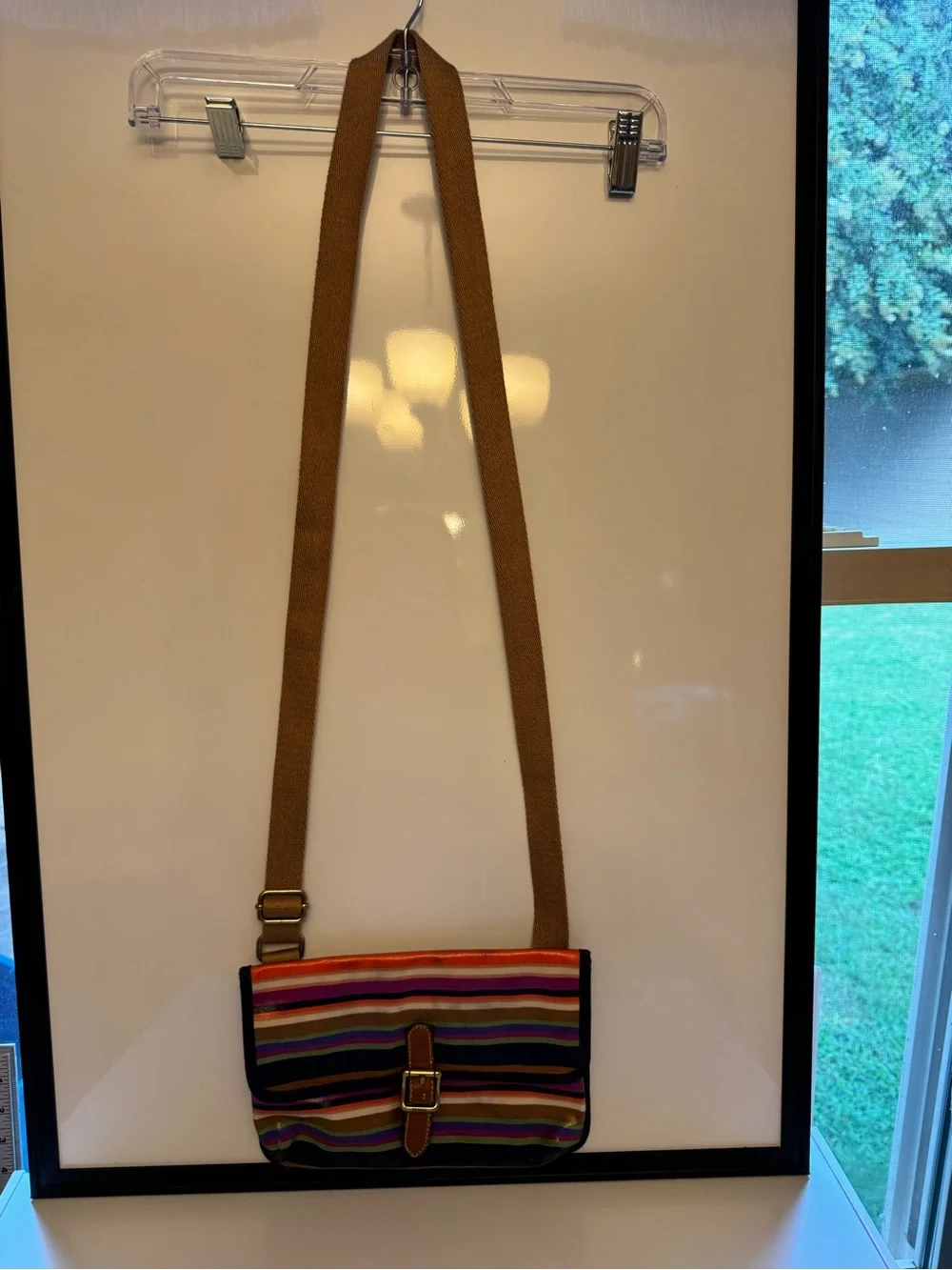 Fossil Coated Canvas Crossbody Mini Keeper Bag Multicolor Striped